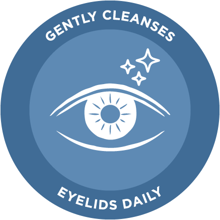 Gently cleanses eyelids and eyelashes